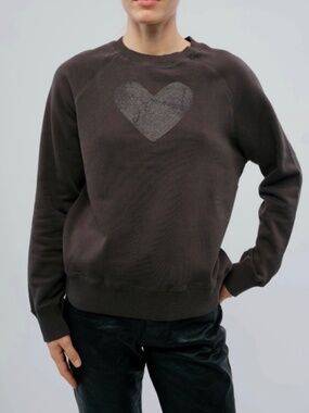 Zadig & Voltaire┆MEDIUM┆MSRP $218.┆NWT Strass Heart Sweatshirt┆Black┆205
